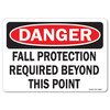 Signmission OSHA Decal, Fall Protection Required Beyond This Point, 7in X 5in Decal, 5" H, 7" W, Landscape OS-DS-D-57-L-19359